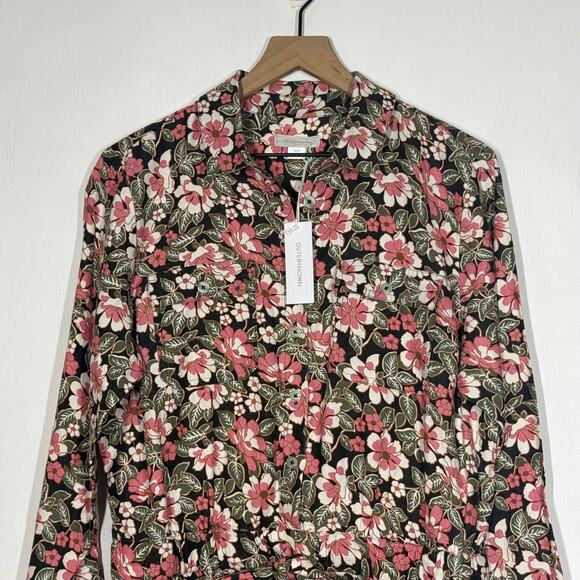 NEW Outerknown Romper Jumpsuit Size M Pink Floral Linen Organic Cotton Shortall - Picture 5 of 16